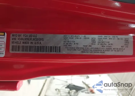 2020 Jeep Wrangler Unlimited Sport 4X4 z USA, uszkodzony, nr VIN 1C4HJXDGXLW331315